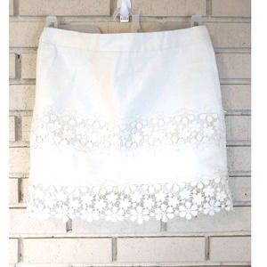 J Crew White Lace Panel Skirt